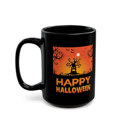 Happy Halloween Tree Monster - Graphic Black Mug (11oz, 15oz)