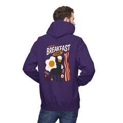 Breakfast Club Hoodie — Cute Black Dog, Bacon & Egg Graphic Pullover