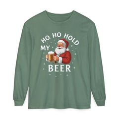 Festive Santa Claus Long Sleeve T-Shirt - "Ho Ho Hold My Beer"