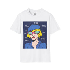 Chill Girl Unisex Softstyle T-Shirt  Pop Art Girl Wearing Sunglasses