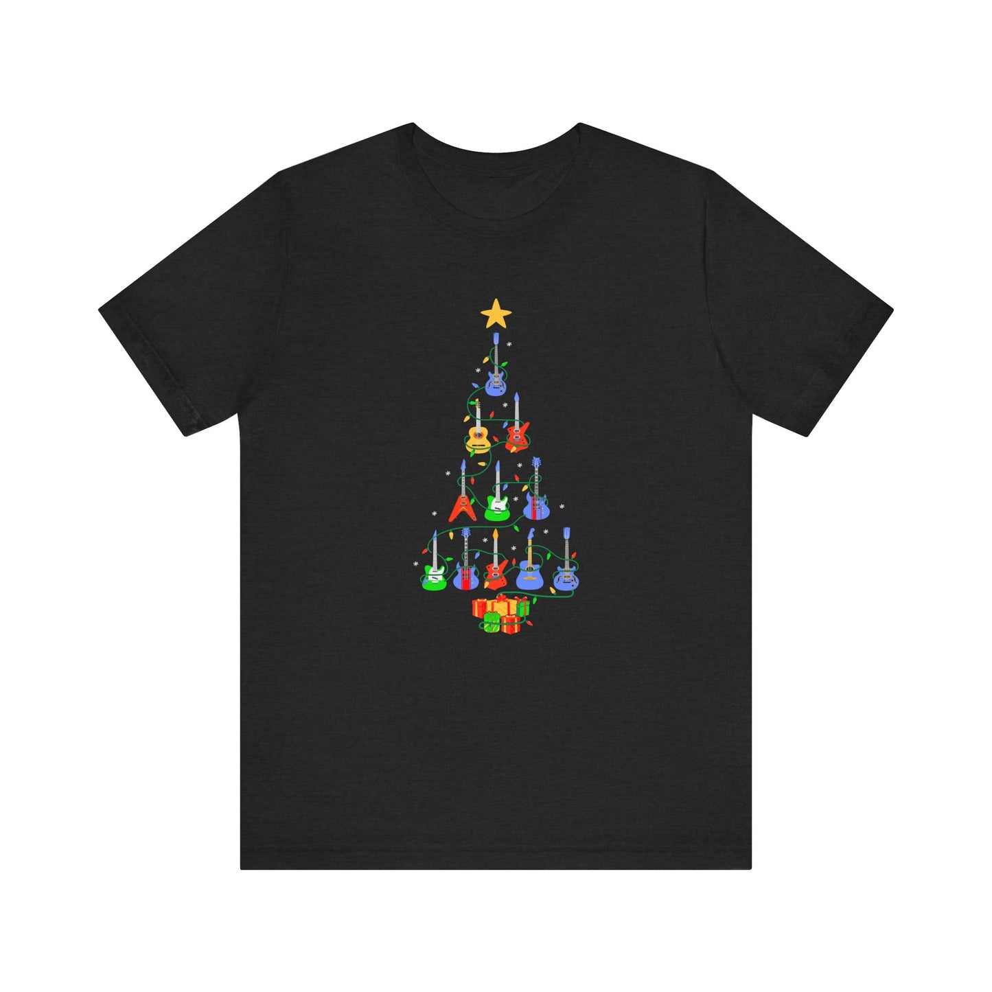 Guitar Lover Christmas Tree - Unisex NuBlend® Tee Shirt / Electric, Acoustic Guitar, Guitarist Gift, Christmas Gift, Gift for him