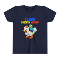 Youth I Love Chicken Jockey Tee - Fun Gamer T-Shirt for Kids