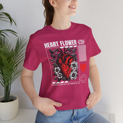 Heart Flower Tee - Nuturing Affection In The Garden Of Life - Positive Vibes Unisex Jersey Short Sleeve Tee
