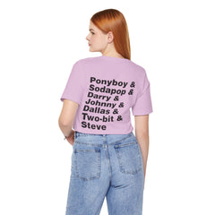 The Outsiders Shirt, Front and Back Images, Greasers Characters Shirt, Unisex Jersey Short Sleeve Tee