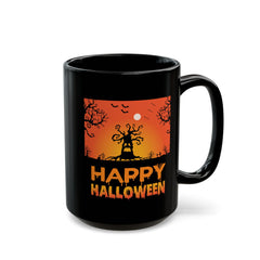 Happy Halloween Tree Monster - Graphic Black Mug (11oz, 15oz)