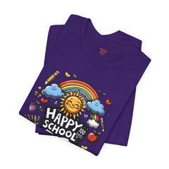 HAPPY 100 DAYS of SCHOOL - Unisex Short Sleeve Tee | Elementary School Holiday, Teacher Apparel, Kids Motivation, Days Checked Off, 100 Days
