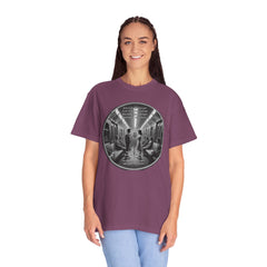 Don;t Stop Believing Subway Reflection T-Shirt — Vintage Black & White Urban Photo Tee
