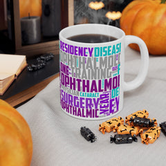 Ophthalmology Word Cloud Ceramic Mug — Eye Doctor Resident Gift (11oz/15oz)