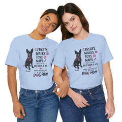 Personalized Your Dog and its name Mother's Day T-Shirt — 'Treats. Walks. Toys. Naps.