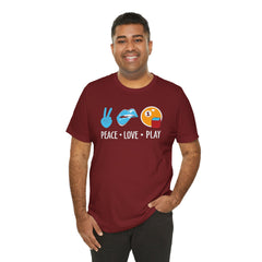 PEACE LOVE play BILLARD - Graphic Unisex Jersey Short Sleeve Tee