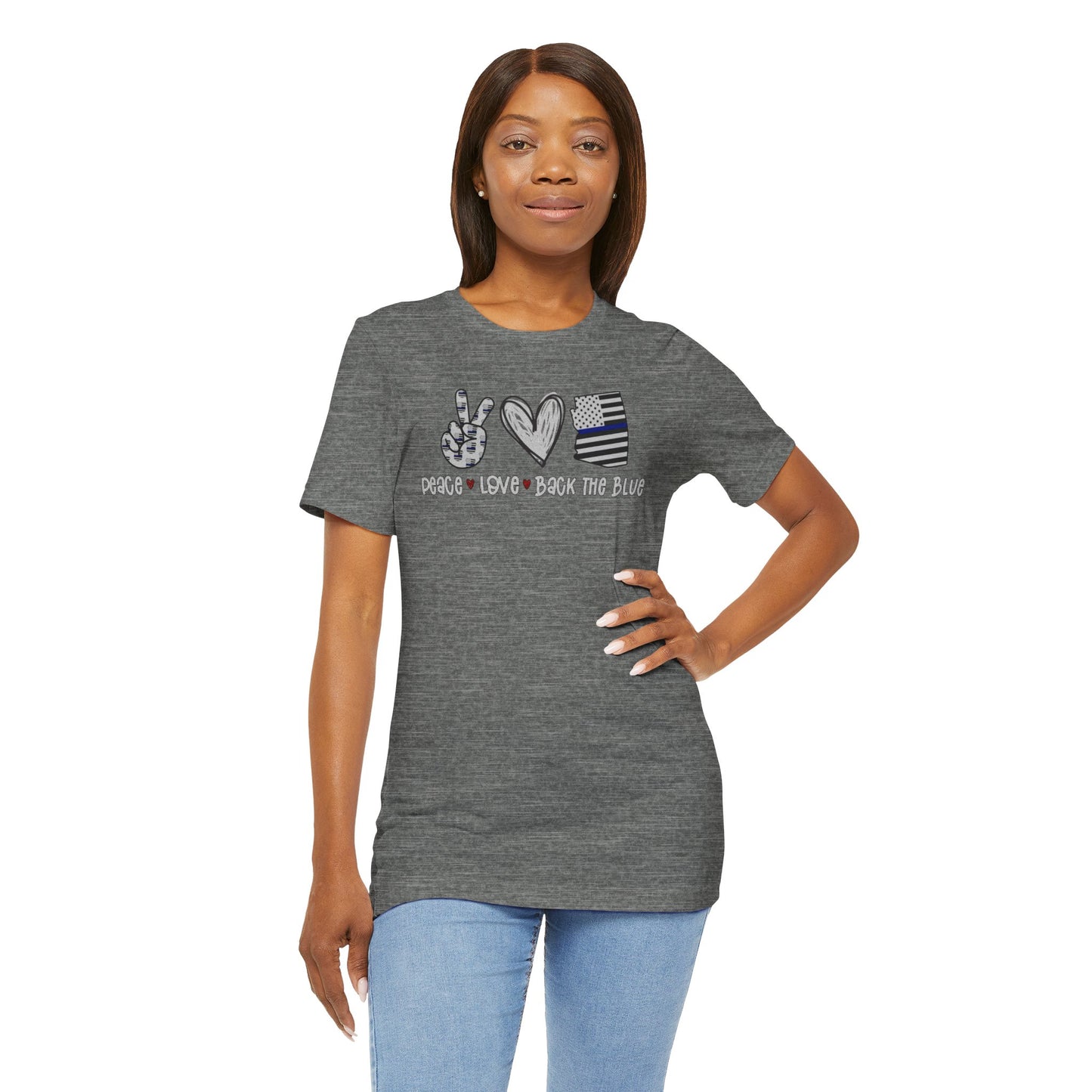 Peace Love Back The Blue in Arizona, Graphic Unisex Short Sleeve Tee