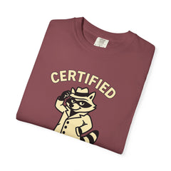 Certified Shenanigans Specialist T-Shirt | Funny Unisex Tee, Casual Wear, Gift for Raccoon Lovers, Cute Animal Shirt, Quirky Apparel
