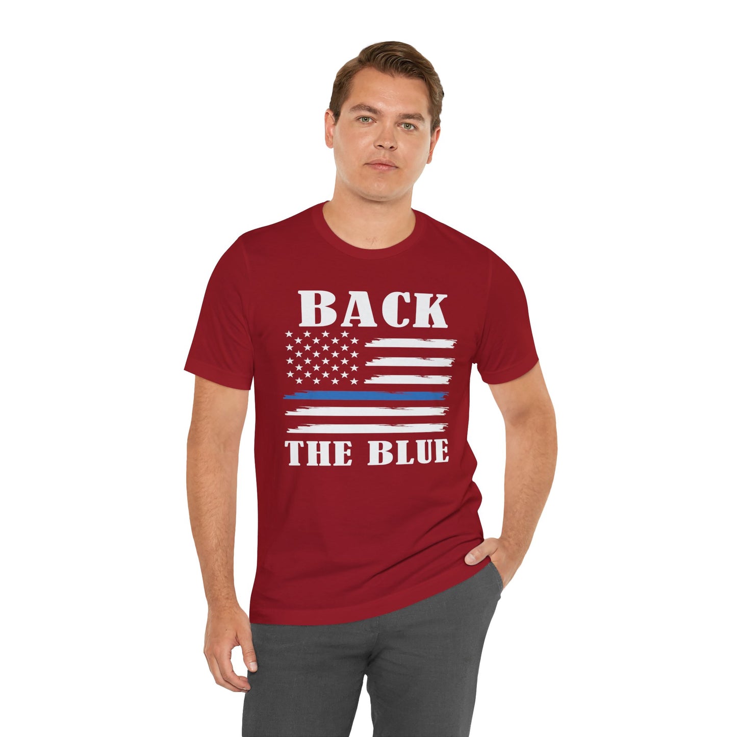 BACK THE BLUE Flag, Graphic Unisex Short Sleeve Tee