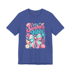 Summer Vibes Tee — Pastel Seashell Bow Beach T-Shirt