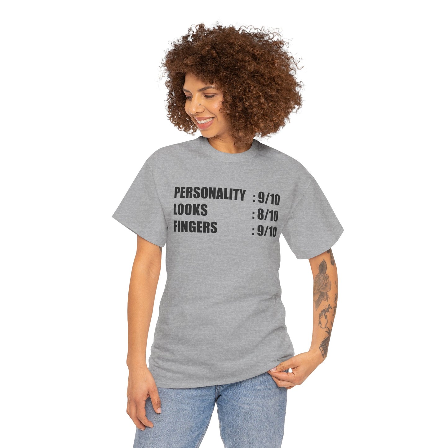 Personality, Looks, Fingers Count - Unisex Heavy Cotton Tee / Prosthetic Humor / One Leg / One Arm / Missing Fingers