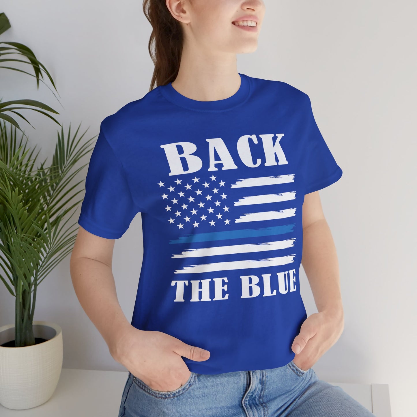 BACK THE BLUE Flag, Graphic Unisex Short Sleeve Tee