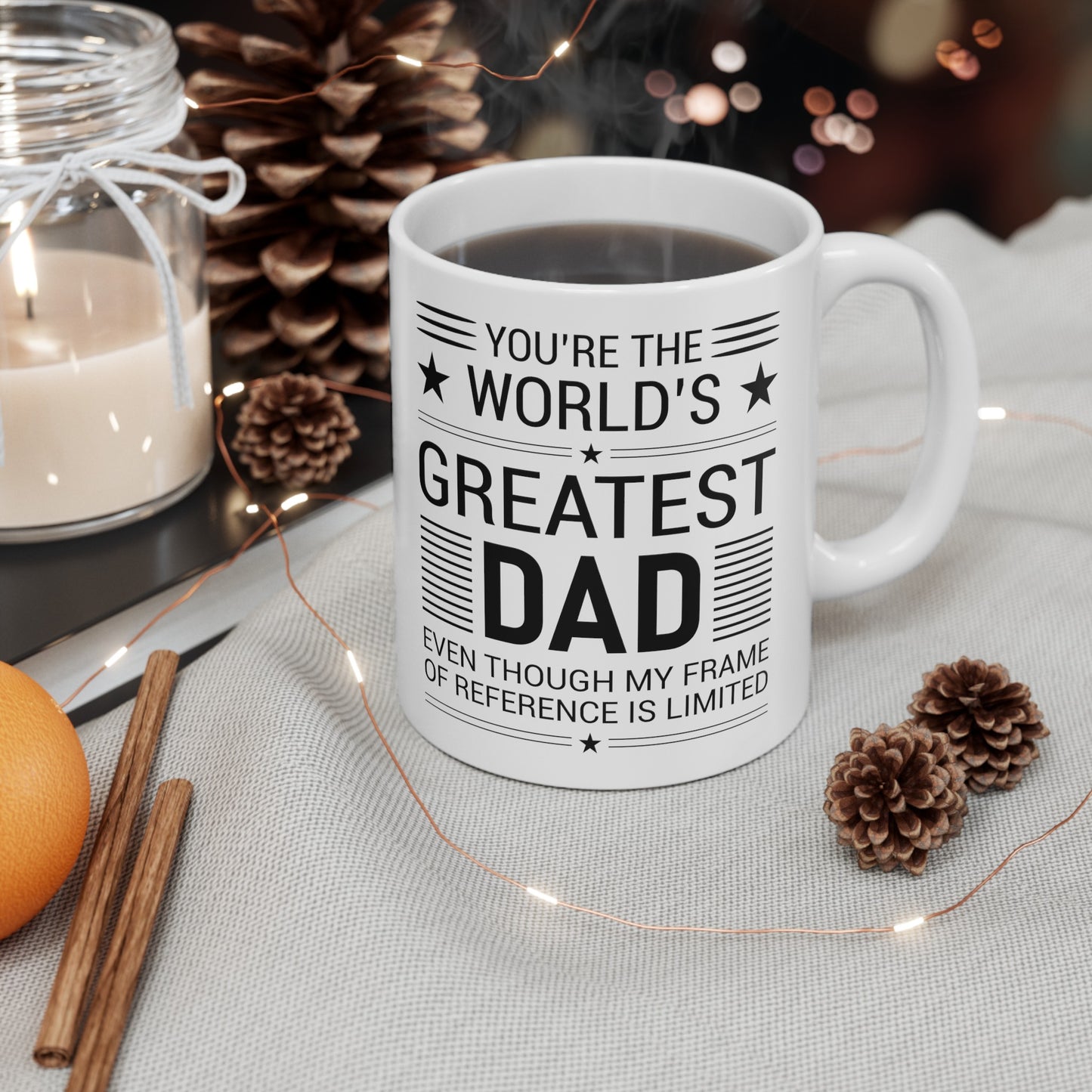 Greatest Dad Mug, White Ceramic Mug, 11oz, 15oz, Gift for Him, Fathers Day Gift. Fathers Day Mug, Birthday Mug for Dad