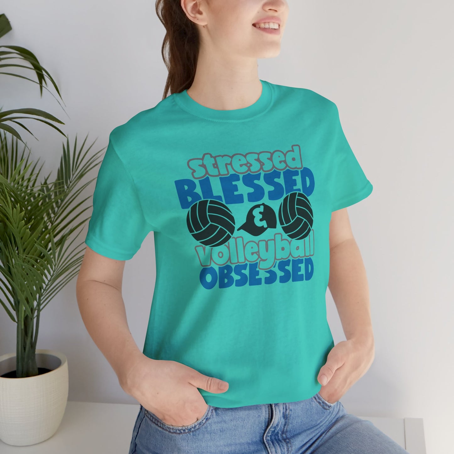 Stressed Blessed Volleyball Obsessed Shirt,Unisex Tee,graphic t shirt,gift for her,gift for him,volleyball team,playergift,fangift,Coachgift