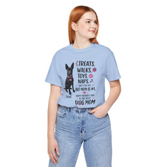 Personalized Your Dog and its name Mother's Day T-Shirt — 'Treats. Walks. Toys. Naps.