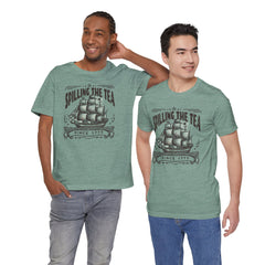 Spilling The Tea Since 1773, Sailing Ship Graphic, Unisex Jersey Short Sleeve Tee