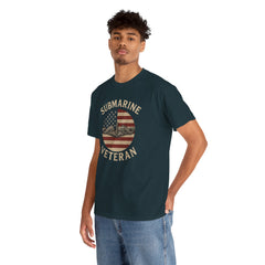 Submarine Veteran American Flag Tee | Unisex Heavy Cotton T-Shirt, Military Apparel, Veteran Gift, Patriotic Top, Casual Wear