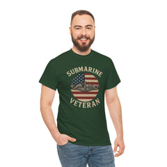 Submarine Veteran American Flag Tee | Unisex Heavy Cotton T-Shirt, Military Apparel, Veteran Gift, Patriotic Top, Casual Wear