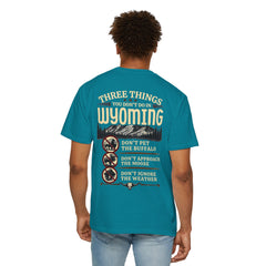 Wyoming Funny Roadtrip T-Shirt — "Three Things You Don’t Do in Wyoming" Adventure Tee