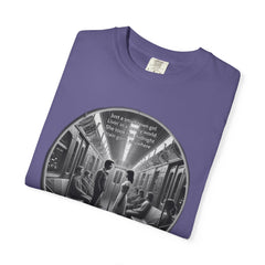 Don;t Stop Believing Subway Reflection T-Shirt — Vintage Black & White Urban Photo Tee