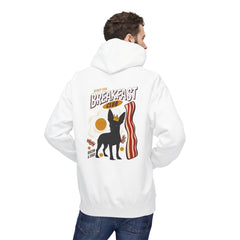 Breakfast Club Hoodie — Cute Black Dog, Bacon & Egg Graphic Pullover