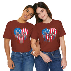 Red White and Blue Heart with Jets Graphic, Unisex Jersey Short Sleeve Tee