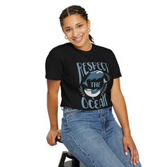 Whales, Respect The Ocean -  Graphic Unisex Garment-Dyed T-shirt