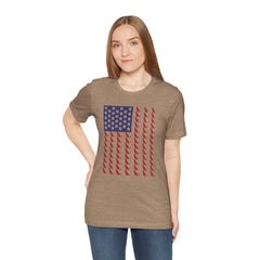 Personalized Dog Silhouette on American Flag - Tell us your dog breed, Unisex Short Sleeve Tee, Golden Retriever Silhouette Shown, Patriotic Shirt, Patriotic Pooch