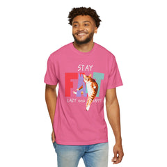 Stay Fat Lazy and Happy Cat - Graphic Unisex Garment-Dyed T-shirt