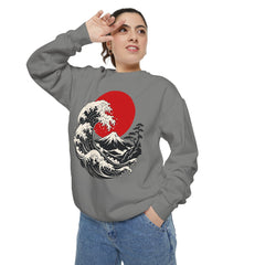 Japanese Wave and Red Sun Comfort Colors Sweatshirt