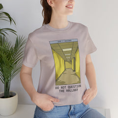 Do Not Question The Hallway T-Shirt — Retro Yellow Corridor Graphic Tee