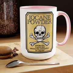 IOCANE Powder label with skull and crossbones Don't have a cup of coffee with Vizzini / Princess Bride / 80s Movies / Two-Tone Mugs, 15 oz.