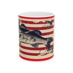 Fishing Themed Graphic Mug, USA Ceramic Mug, 11oz, 15oz. Gift for him, gift for dad, Birthday gift mug, fishing mug, Fathers Day Mug