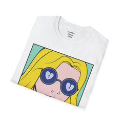 NO WORRIES Glass Wearing Pop Art Blonde Girl Unisex Softstyle T Shirt