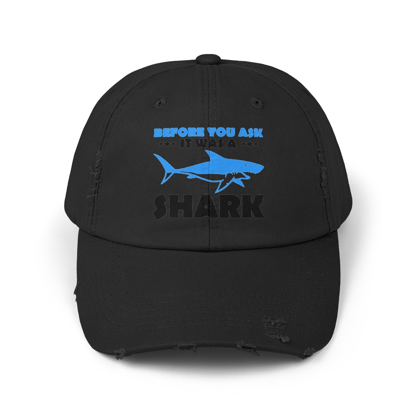 Funny Amputee cap, Before you ask it was a shark, Limb Loss Awareness cap, distressed unisex hat, amputee gift, recovery encouragement gift