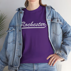 Rochester Unisex Heavy Cotton Tee - Retro Dunder Mifflin Design for Nostalgic Fans