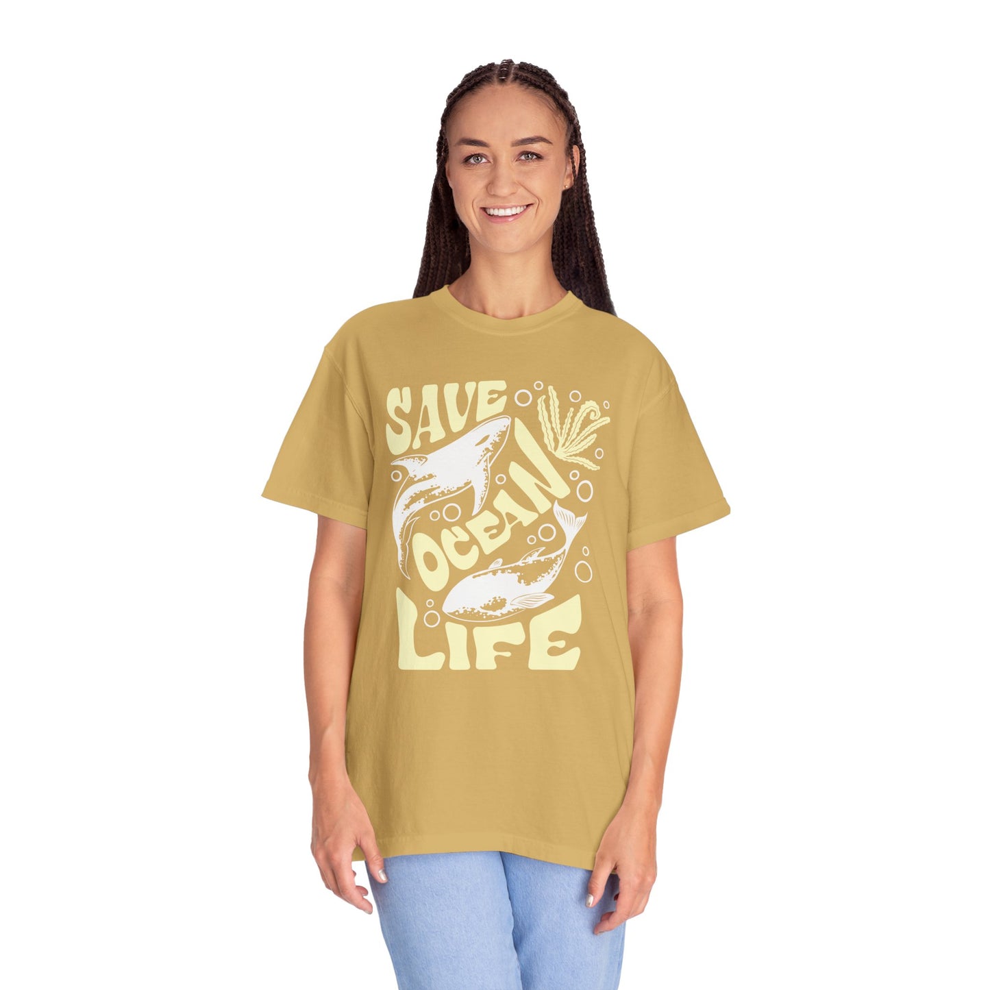 Sharks, Save Ocean Life -  Graphic Unisex Garment-Dyed T-shirt