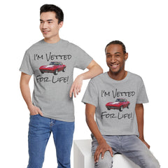 Red Corvette Summer Unisex Tee - I'm Vetted For Life Front and Back Image T Shirt