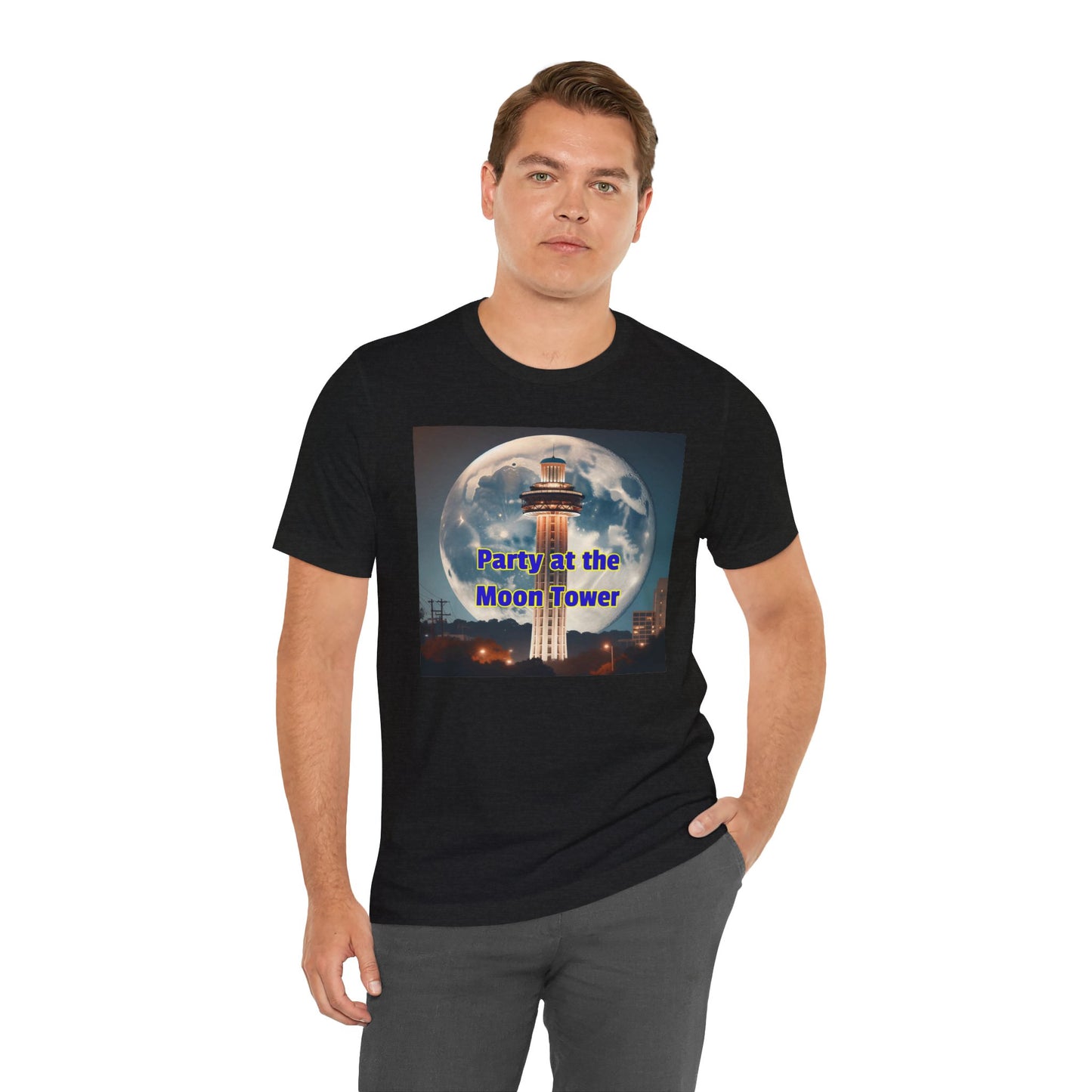 Party At The Moon Tower , Graphic Unisex Jersey Short Sleeve Tee