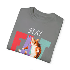 Stay Fat Lazy and Happy Cat - Graphic Unisex Garment-Dyed T-shirt