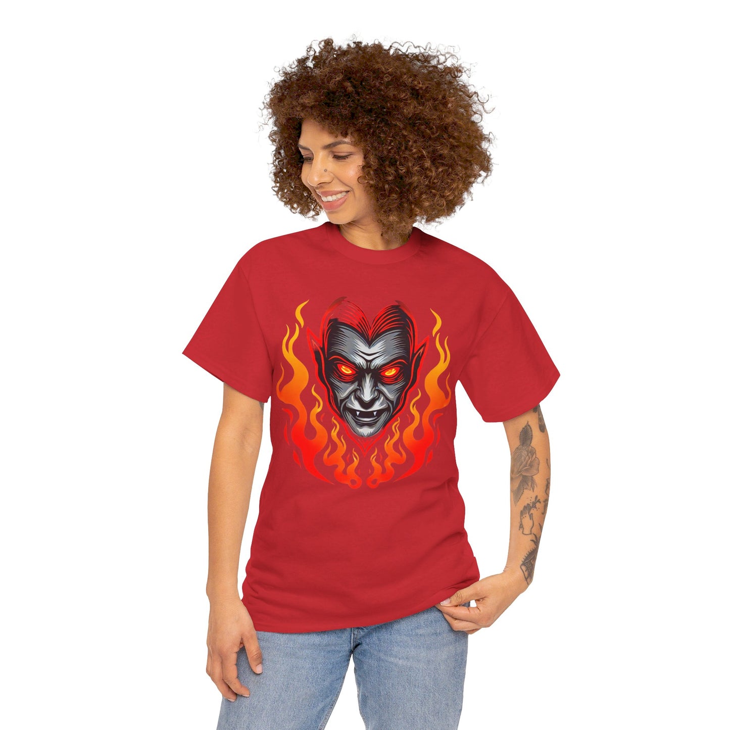 Flaming Fire Vampire - Graphic Unisex Heavy Cotton Tee