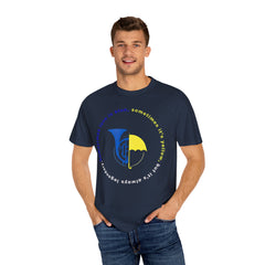 Blue French Horn and Yellow Umbrella Unisex T-shirt - HIMYM Fan Apparel