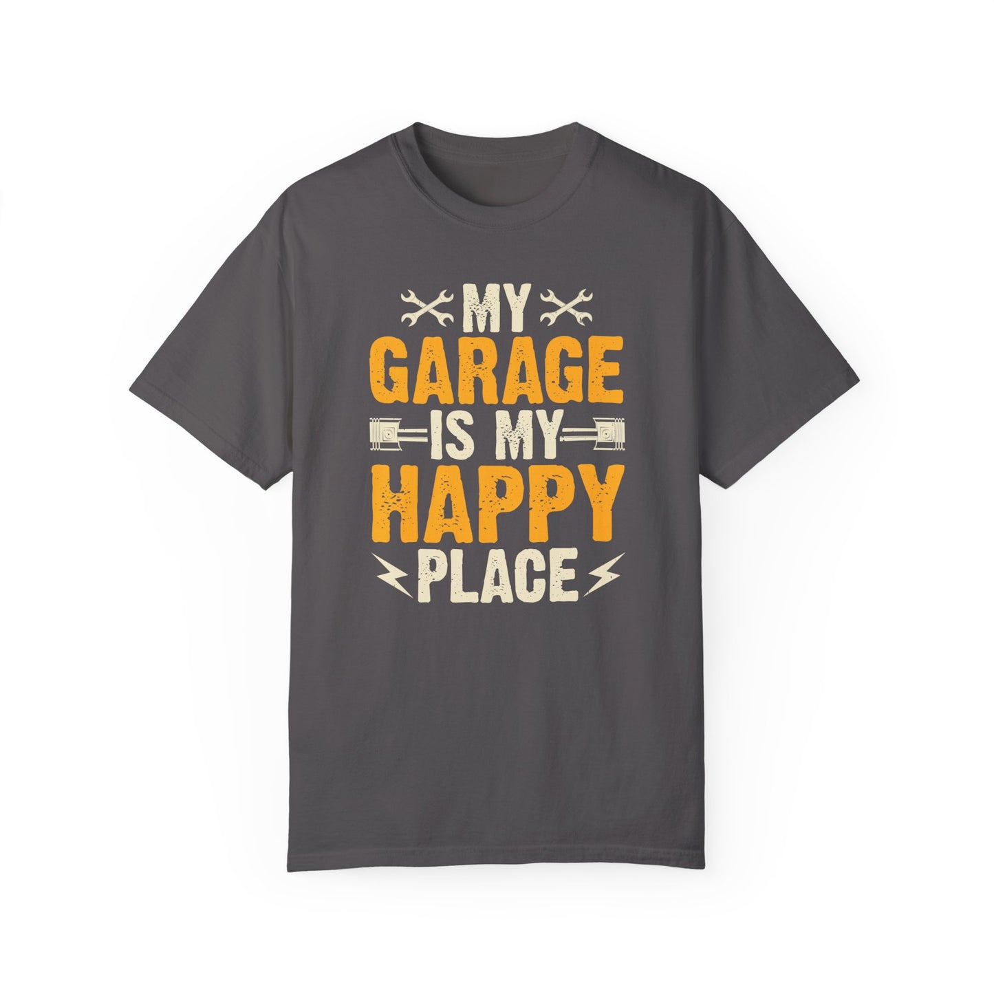 My Garage Is A Happy Place, Comfort Colors Unisex Relaxed Fit T Shirt