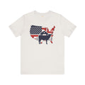 Red White and Blue Farmer Graphic, Unisex Jersey Short Sleeve Tee