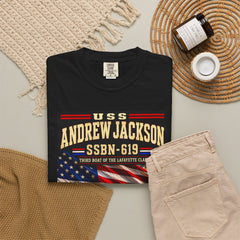 USS Andrew Jackson SSBN-619 Navy Submarine Tee — "One Man With Courage Makes a Majority"