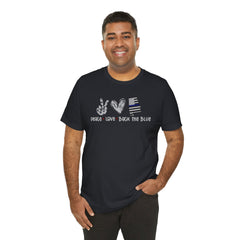 Peace Love Back The Blue in Alabama, Graphic Unisex Short Sleeve Tee